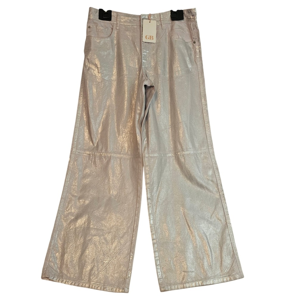 GB‎ Gianni Bini Size 13 Silver Shimmer Coated Lilac Carpenter Jeans NWT 1158